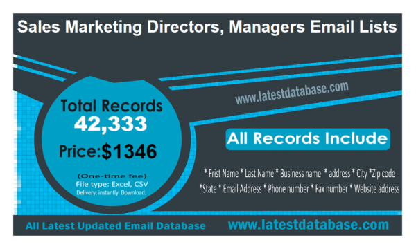 Sales Marketing Directors, Managers Email Member Datas