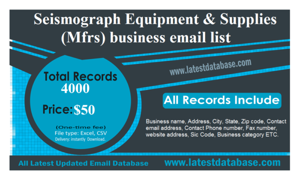 Seismograph Equipment & Supplies (Mfrs) Email Member Data