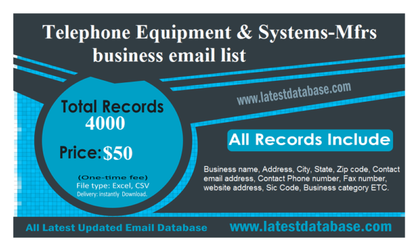 Telephone Equipment & Systems-Mfrs Email Member Data