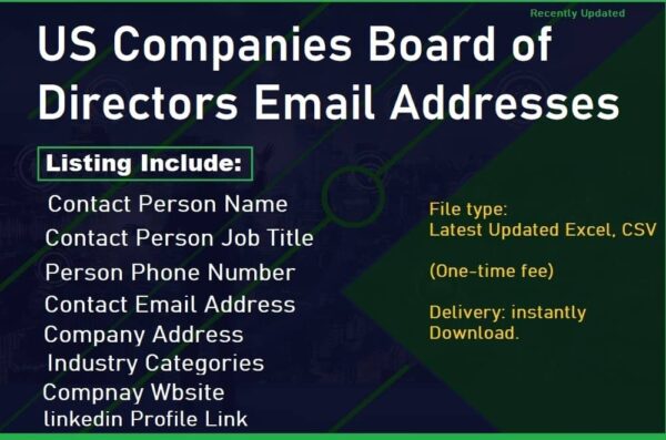 US Companies Board of Directors Email Member Dataes